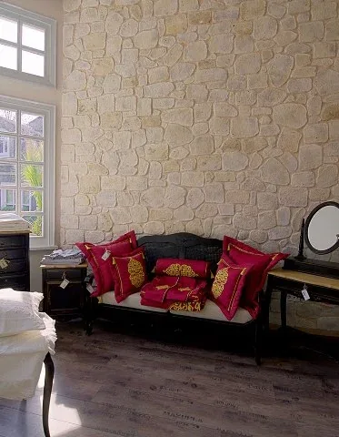Taş Duvarlı Salon Dekorasyonu için 2. farklı uygulama örneği