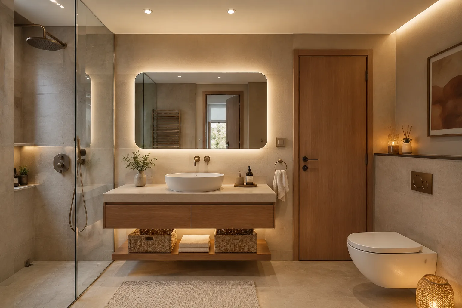 Banyo Aydınlatması İçin Katmanlı Çözüm için dekorasyon uygulaması