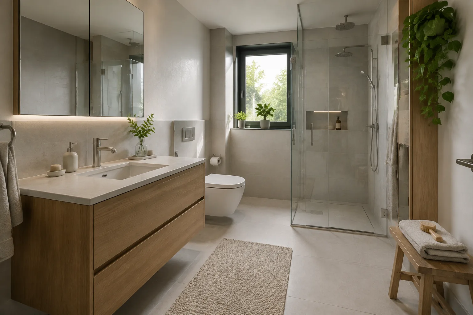 Banyo İçin Zamansız Renk Kombinasyonları için dekorasyon uygulaması