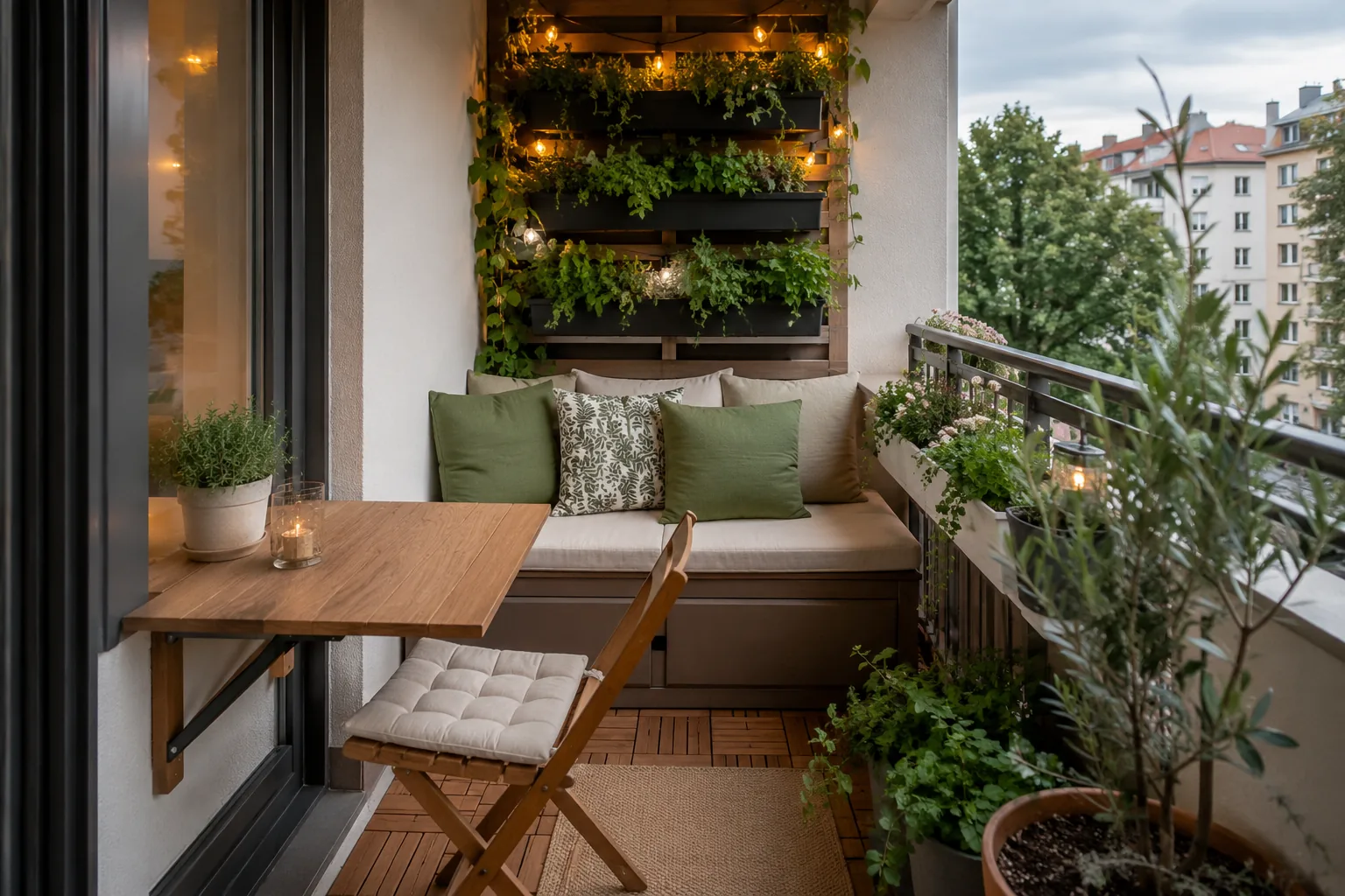 Küçük Balkon Dekorasyonu için dekorasyon uygulaması