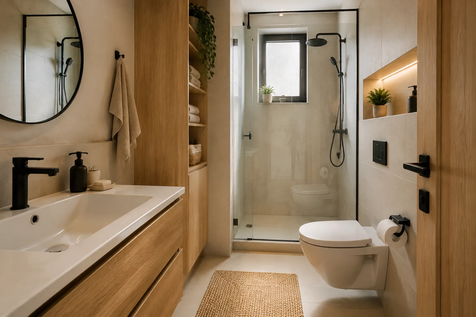 Küçük Banyo Dekorasyonu için 1. farklı uygulama örneği